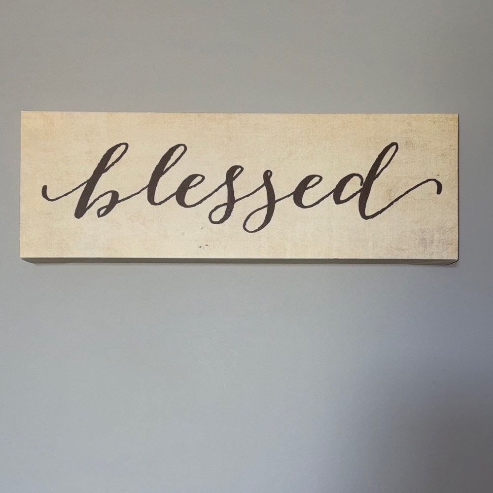 Blessed Neutral Wall Sign - Rustic Home Wall Decor